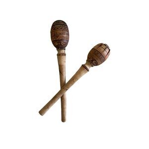 Wood Hand Carved Salad Tong 2 Piece Set